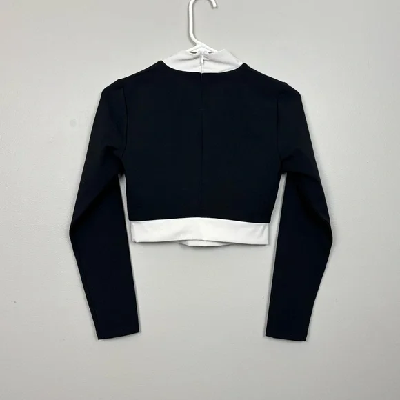 New Balance Staud Top Womens Small Black White Mock Neck Crop Long Sleeve - Picture 5 of 9
